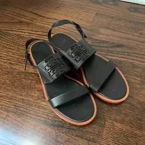 Black leather Tory Burch sandals
